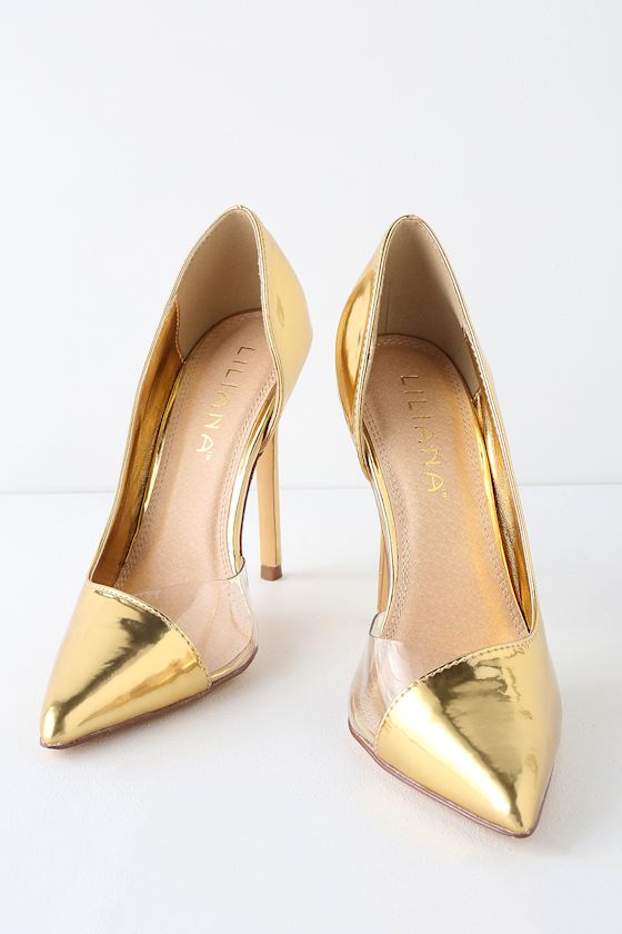 Cute Gold Pumps Patent Pumps D'Orsay Pumps Vinyl Pumps