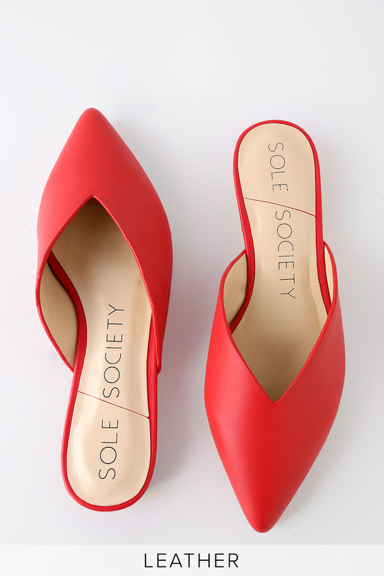 Sole Society Rosemond - Red Genuine Leather Mules