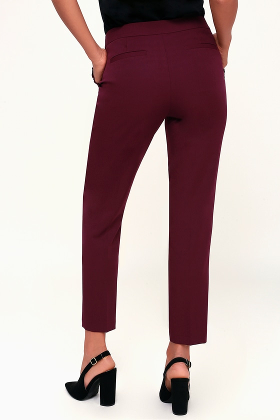 Cute Purple Pants - Office Purple Pants - Ruffle Pocket Pants