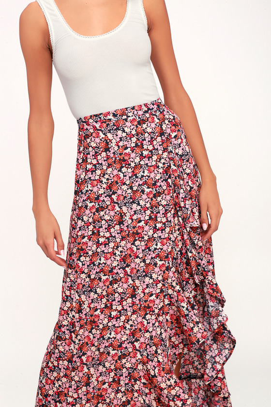 Cute Maxi Skirt - Floral Skirt - Ruffled Skirt - High-Low Skirt