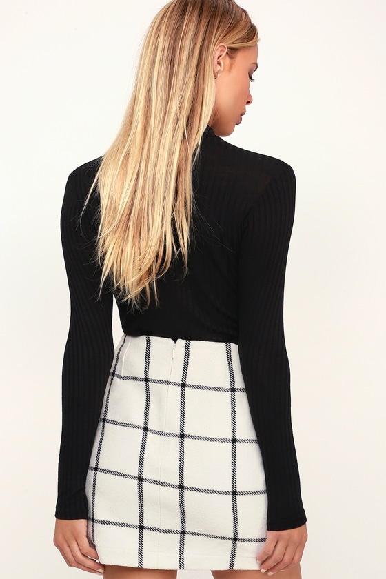 Chic White Skirt - Plaid Skirt - Flannel Skirt - White Mini Skirt
