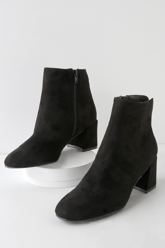 Chinese Laundry Daria - Black Ankle Booties - Faux Suede Booties