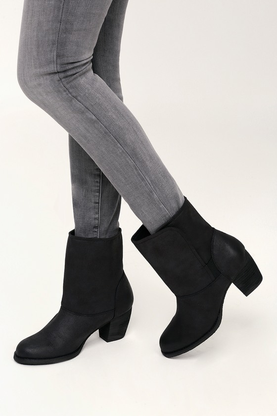 Sbicca Nicola - Black Boots - Fold-Over Boots - Mid-Calf Boots