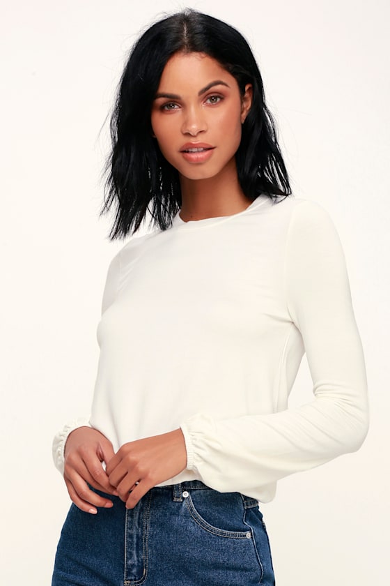Others Follow Gina Cream Top Long Sleeve Top Knit Top