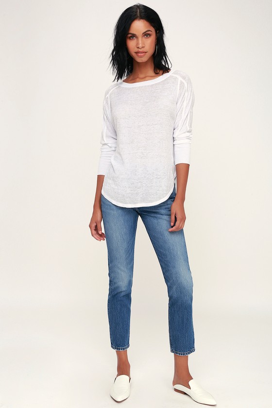 Project Social T Solomon - White Thermal Top - Long Sleeve Top