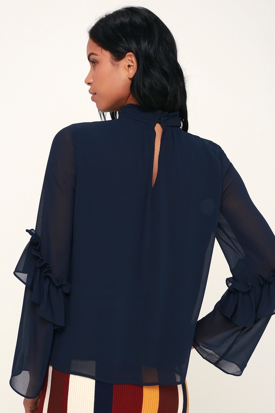 navy blue mock neck top