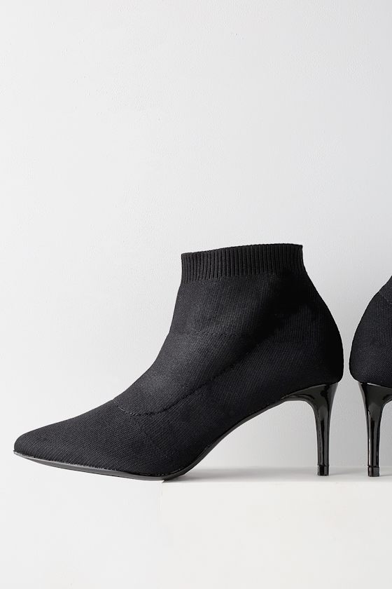 Cool Black Sock Booties Ankle Booties Knit Boots Knit Pumps