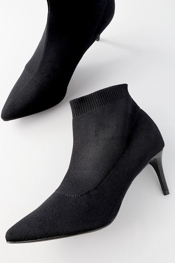 Cool Black Sock Booties Ankle Booties Knit Boots Knit Pumps