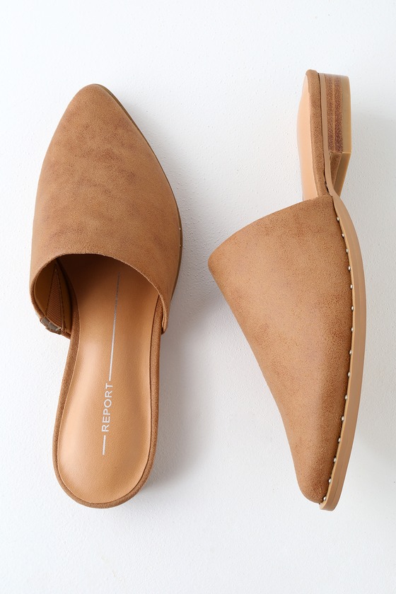 tan pointed mules