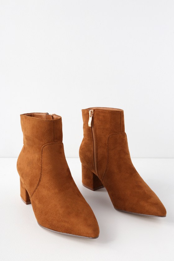 pointed suede booties