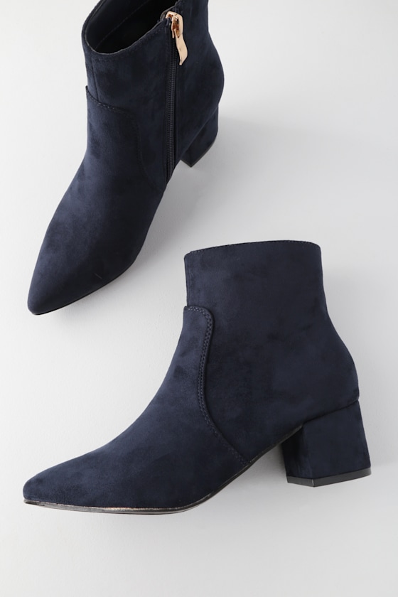 navy open toe booties