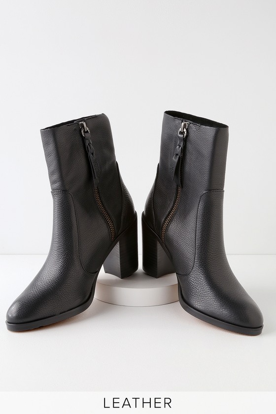 Splendid Roselyn Black - Genuine Leather Booties - Mid-Calf Boots