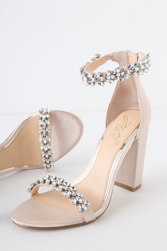 Jewel by Badgely Mischka Mayra Champagne Satin Heels Heels