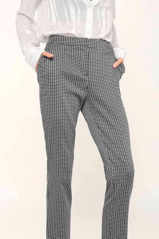 Cute Black and White Pants Plaid Pants Pin Check Pants
