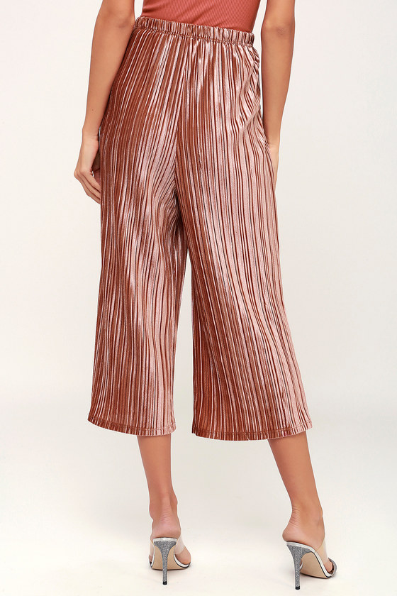 Cute Velvet Pants - Rusty Rose Pants - Pleated Pants - Culottes