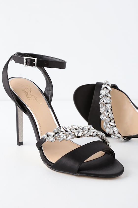 Jewel by Badgley Mischka Merida Black Heels Rhinestone Heels
