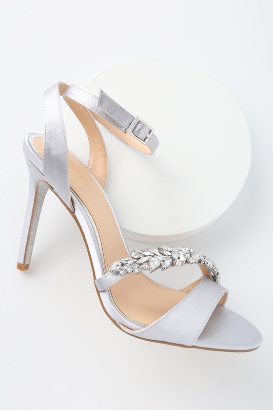 Jewel by Badgley Mischka Merida - Silver Heels - Rhinestone Heels