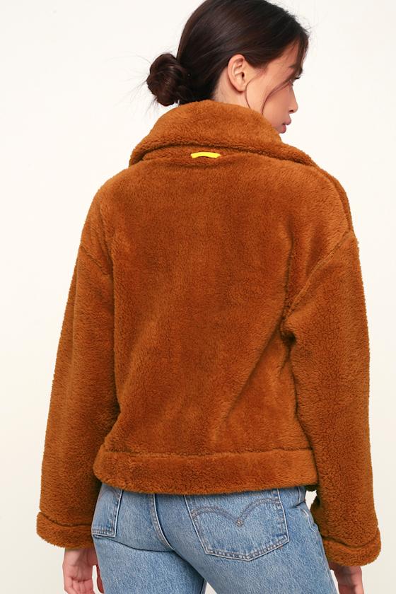 Free People Movement Dazed Rust Brown Fuzzy Jacket Fleece