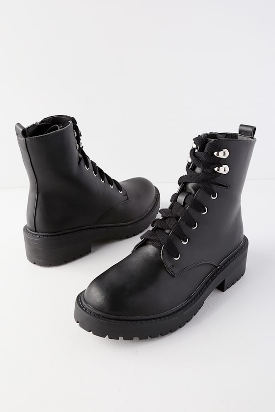 Madden Girl Alicee Black Boots LaceUp Boots Combat Boots