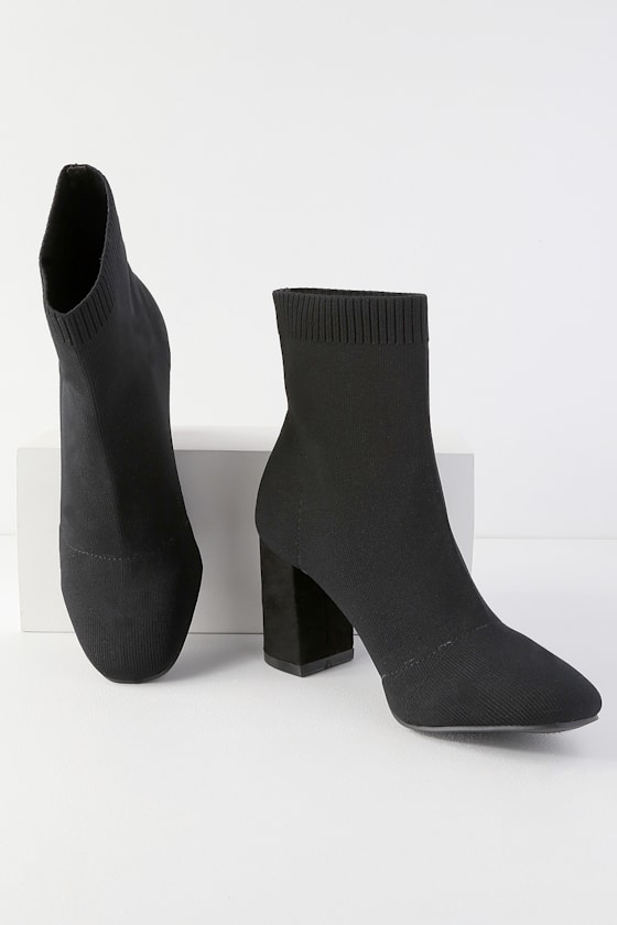 MIA Erika Black Knit Booties High Heel Booties Sock Booties