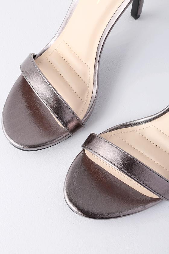 pewter ankle strap heels