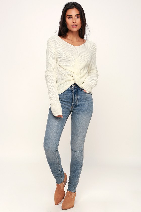 Sage the Label Hold You Close - Cream Sweater - Knotted Sweater