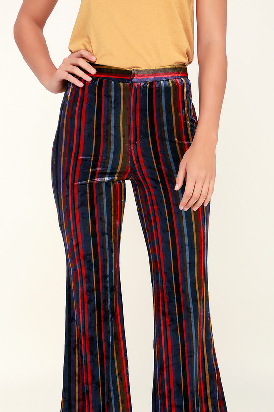 Rad Multi Stripe Pants - Velvet Pants - Velvet Bell Bottom Pants