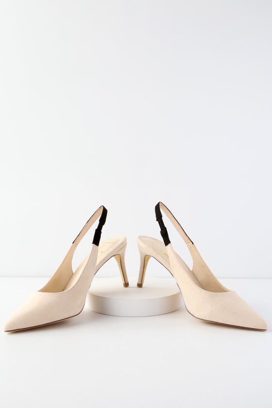 nude sling back pumps