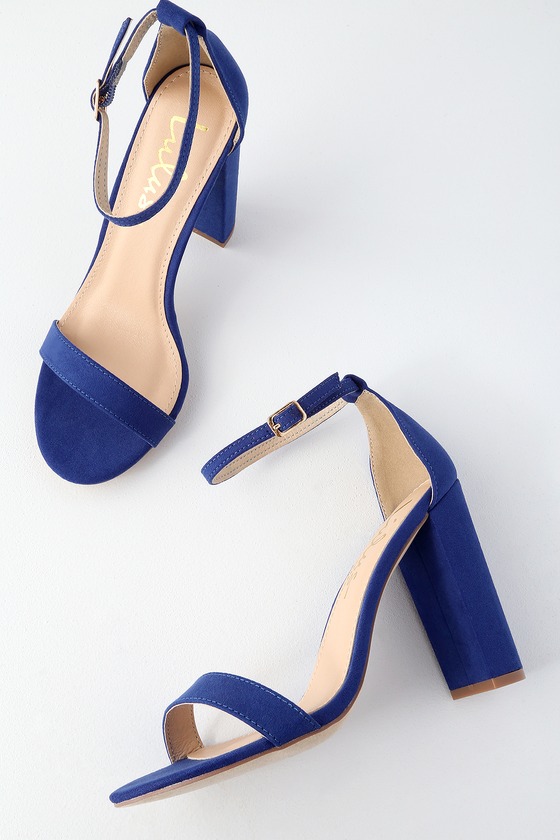 Sexy Cobalt Blue Suede Heels - Ankle Strap Heels - Blue Heels