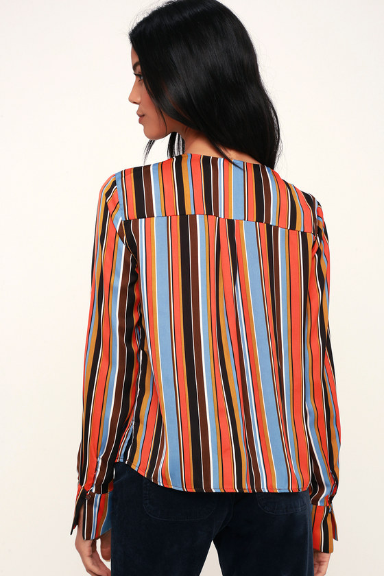 lulus joyful red orange multi stripe
