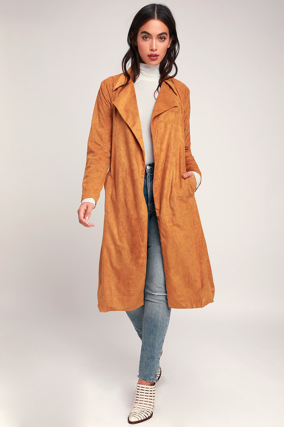 MY WORLD TAN SUEDE TRENCH COAT LULUS