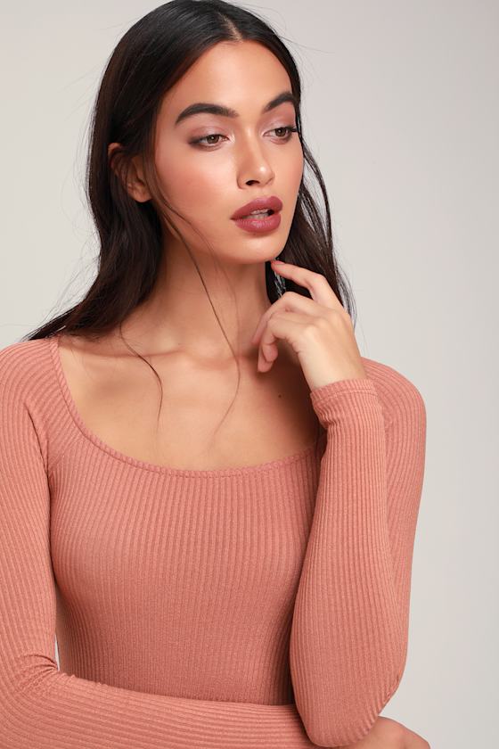Project Social T Crop Top - Ribbed Crop Top - Rose Sleeve Top