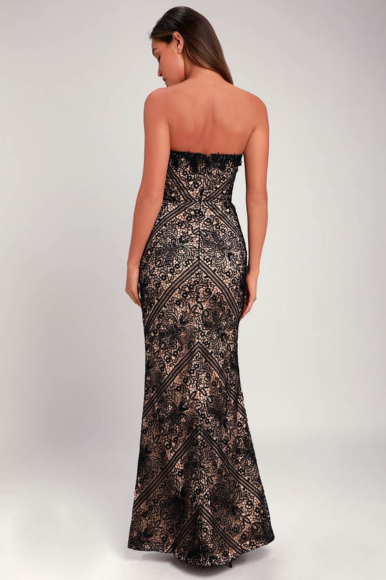 Bariano Allison - Black Strapless Dress - Lace Maxi Dress - Dress