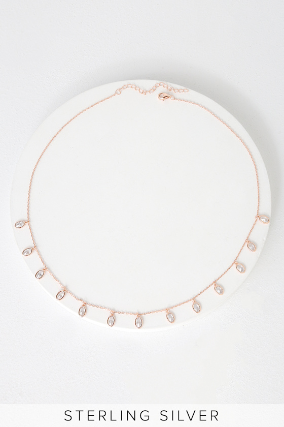 Rose gold rhinestone necklace Clearance