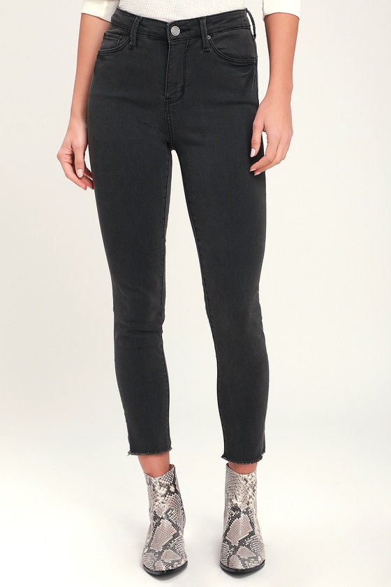 Cute Washed Black Jeans - High Rise Jeans - Skinny Ankle Jeans