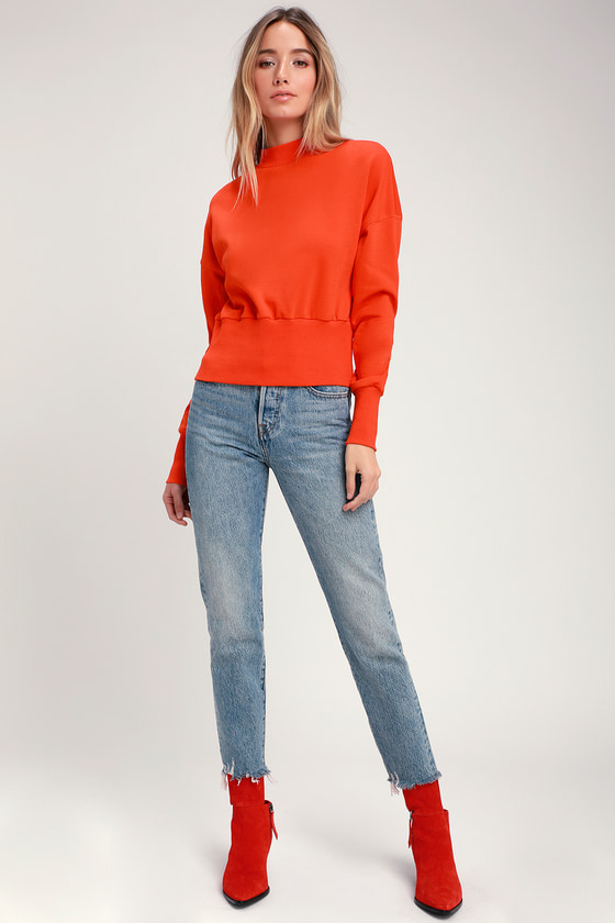 bleached orange sweatshirt