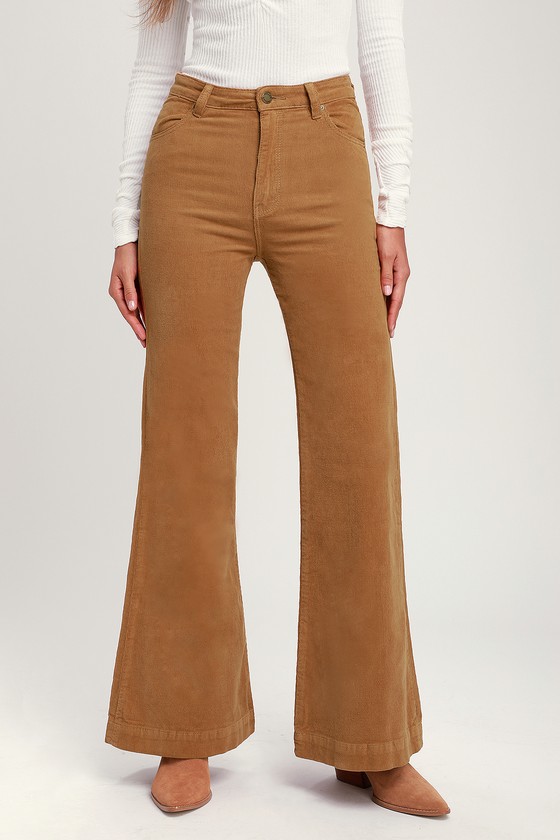 Rollas Eastcoast Flare - Tan Corduroy Pants - Corduroy Flare Pant