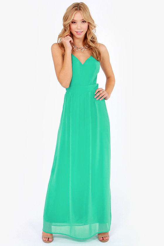 Sexy Backless Dress Sea Green Dress Maxi Dress 49.00
