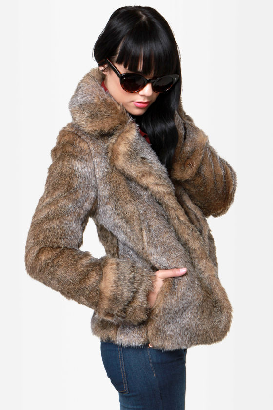 cute brown jacket faux fur jacket glam jacket 90 00