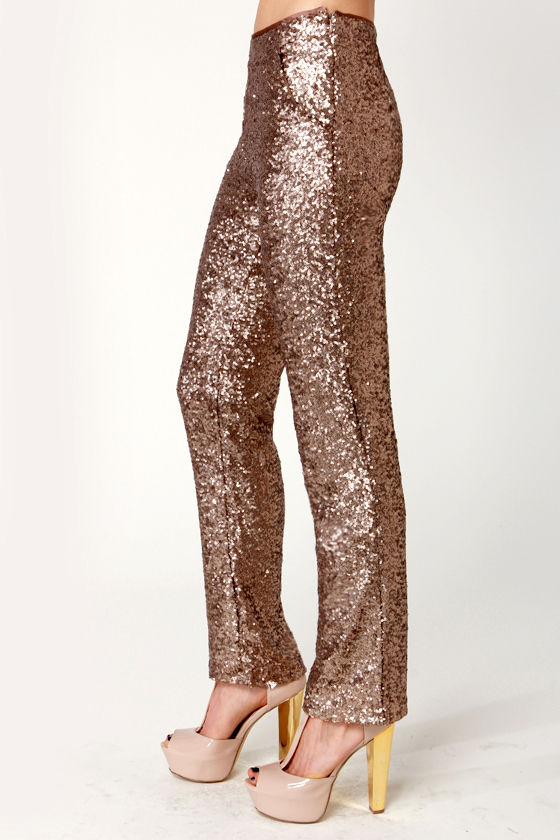 sequin mesh pants