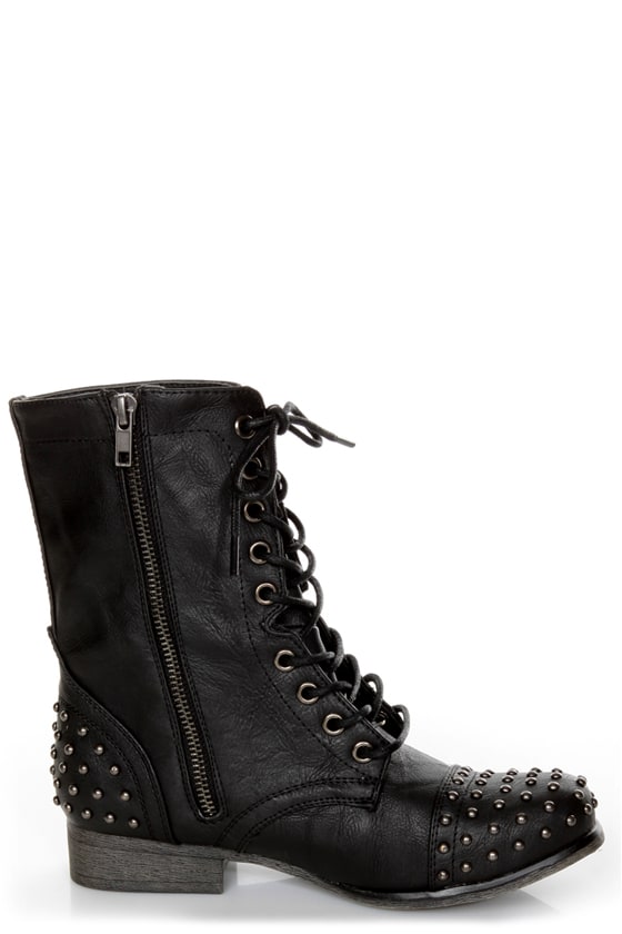 studded heel combat boots