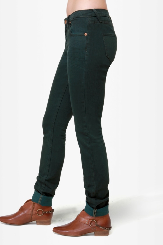 womens green skinny jeans