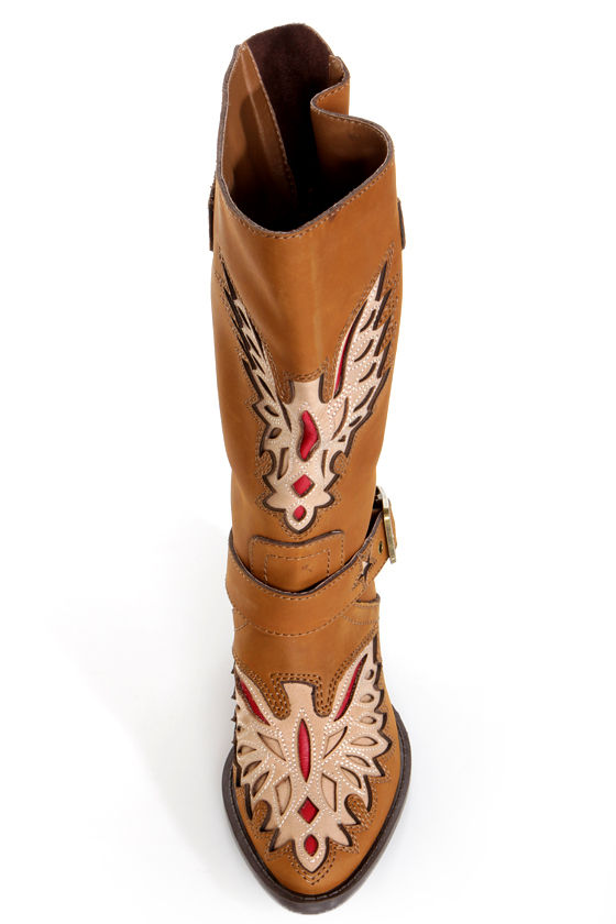 Mojo Moxy Liberty Tan Laser Cut Cowboy Boots - $159.00
