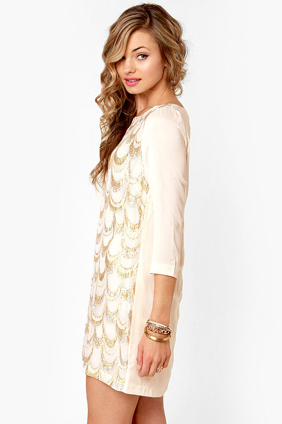 Emaley Dress Black & White Stripe Rose Gold