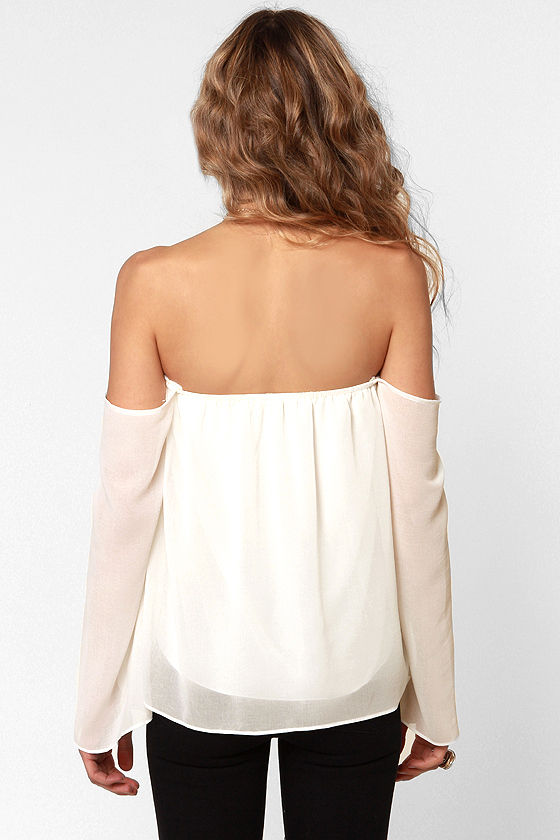 Sexy Off-the-Shoulder Top - Ivory Top - White Top - $32.00