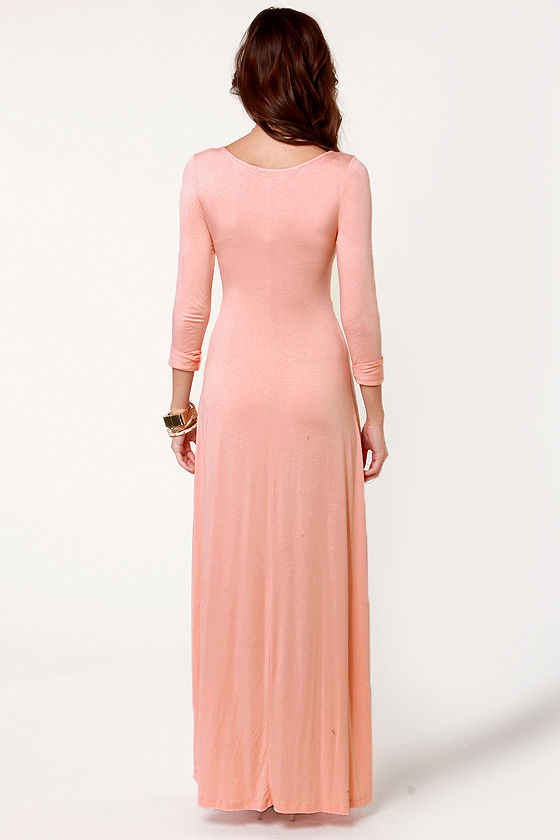 Cute Pink Dress - Maxi Dress - Long Sleeve Dress - $40.00