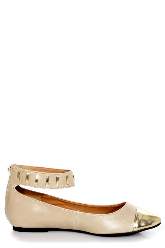 nude cap toe flats