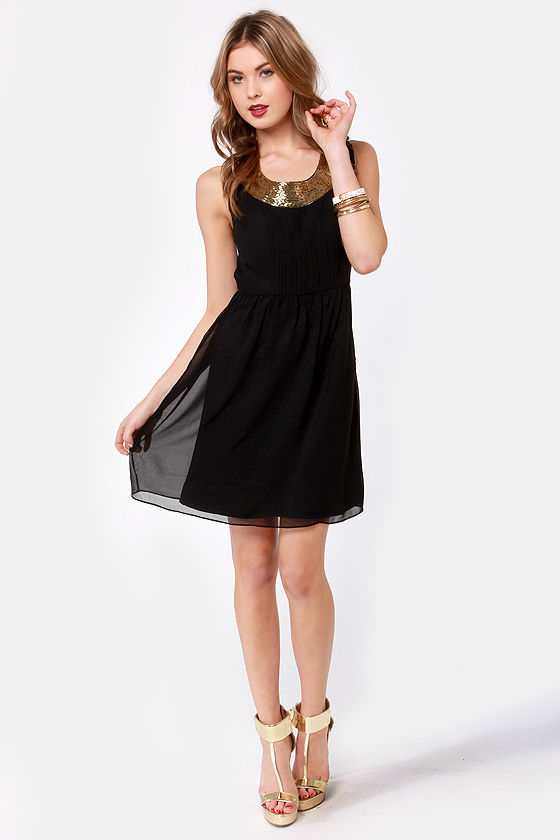 Pretty Black Dress - Beaded Dress - Cocktail Dress - $71.00