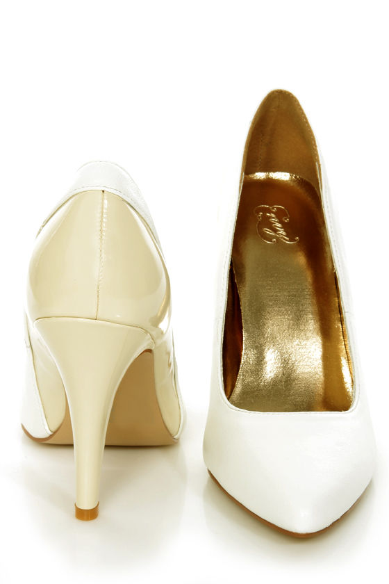 Envy Bethanie White and Cream Leather Pumps - $63.00
