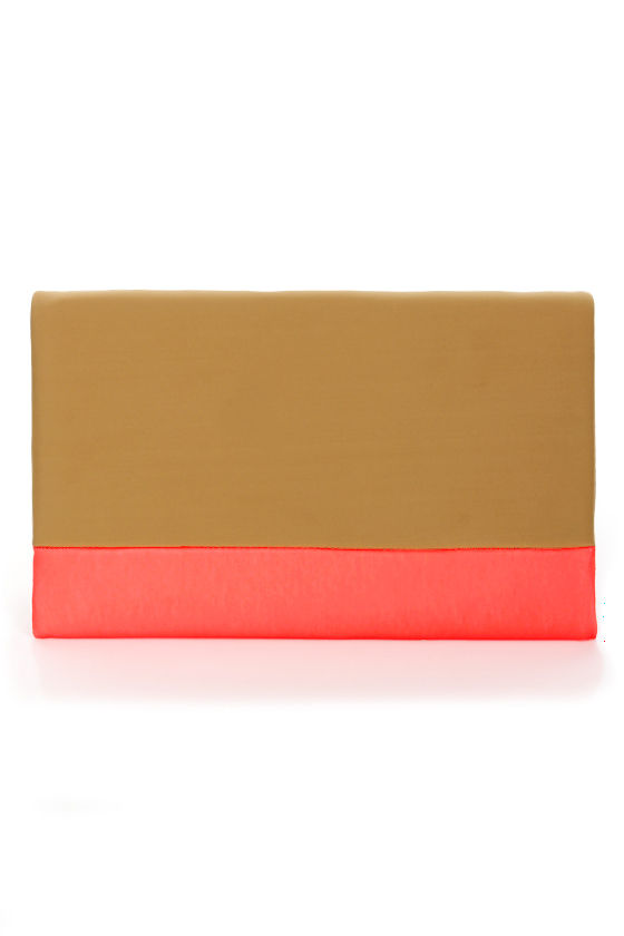 Cool Neon Clutch - Neon Coral Purse - Handbag - $41.00